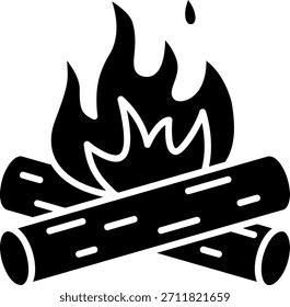 Campfire Icon: Burning Logs and Flames
