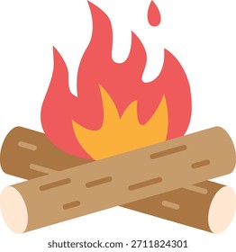 Campfire Icon: Burning Logs with Flames