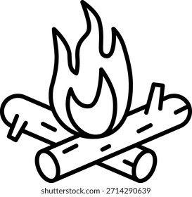 Campfire Icon: Burning Logs and Flames