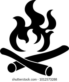 Campfire Icon, Camp Fire Vector Art Illustration