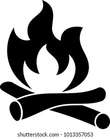 Campfire Icon, Camp Fire Vector Art Illustration