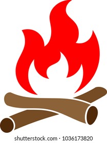 Campfire Icon, Camp Fire Vector Art Illustration