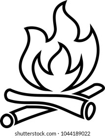 Campfire Icon, Camp Fire Vector Art Illustration