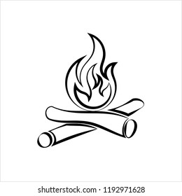 Campfire Icon, Camp Fire Vector Art Illustration