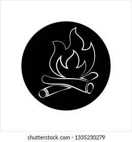 Campfire Icon, Camp Fire Vector Art Illustration