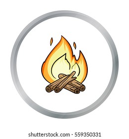 Campfire icon in cartoon style isolated on white background. Fishing symbol stock vector illustration.