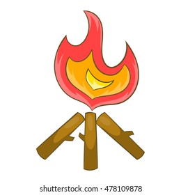 Campfire icon in cartoon style on a white background