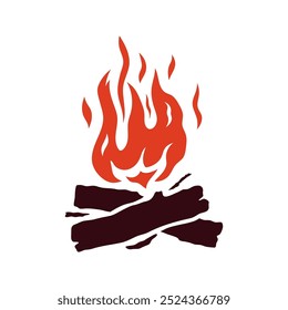 Campfire icon. Colored silhouette. Front side view. Vector simple flat graphic hand drawn illustration. Isolated object on white background. Isolate.