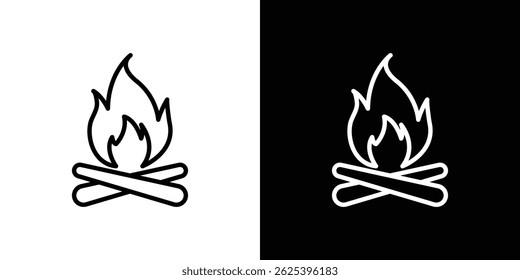 Campfire icon concept stroke on white background