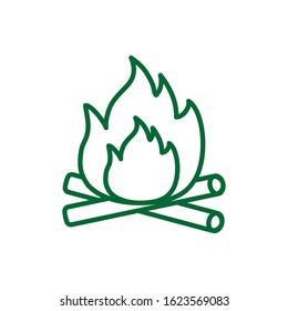 Campfire icon design of Camping flame fire bonfire hot burn light flammable heat and power theme Vector illustration