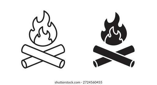 Campfire icon in doodle and stroke style.