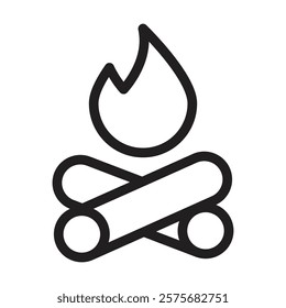 Campfire icon. Editable line icon. Vector illustration