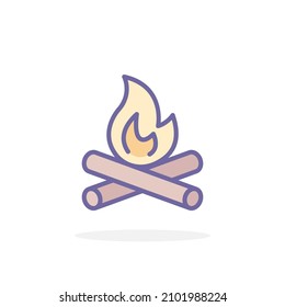Campfire icon in filled outline style. For your design, logo. Vector illustration.
