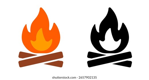 Icono de fogata. Conjunto de iconos de fuego