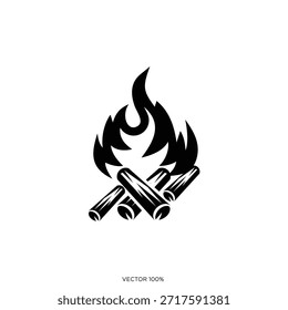 Ícone Campfire com lenha e chama