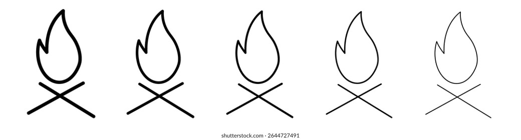 Campfire icon flat illustration set logo