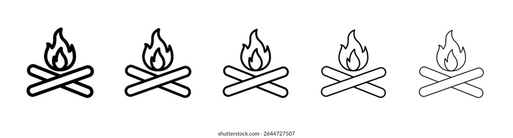 Campfire icon flat illustration set logo