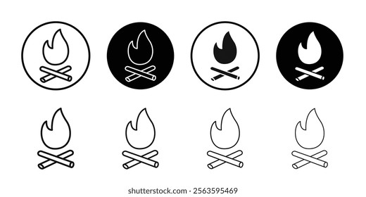 Campfire icon Flat outline fill set collection
