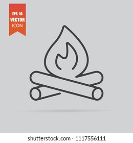 Campfire icon in flat style isolated on grey background. For your design, logo. Vector illustration.
