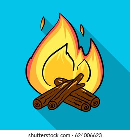 Campfire icon in flat style isolated on white background. Fishing symbol stock vector illustration.