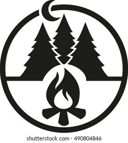 Campfire Icon In The Forest