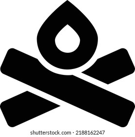 Campfire Icon With Glyph Style, Camping Sign And Symbol Isolated On White Background