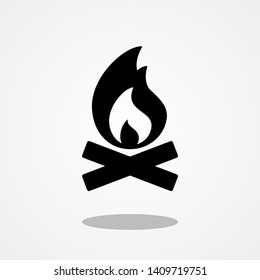 Campfire Icon with Gray Shadow