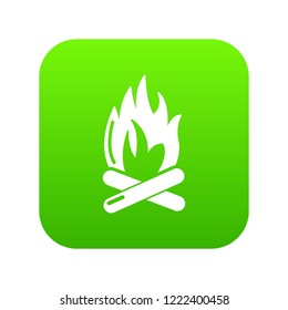 Campfire icon green vector isolated on white background