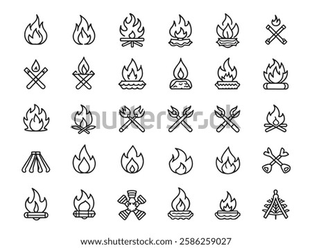 Campfire Icon Illuminates Night Under Stars