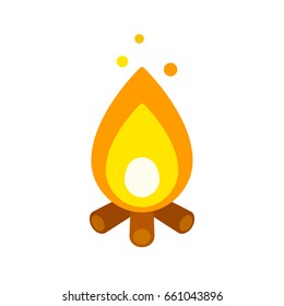 Campfire icon illustration. Burning bonfire in simple flat vector style.