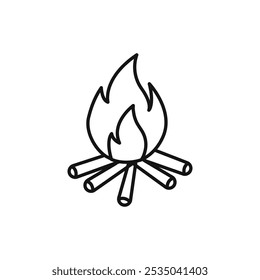 Campfire icon Isolated flat vector in outline