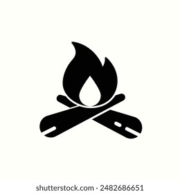 campfire icon, isolated glyph icon theme travel
