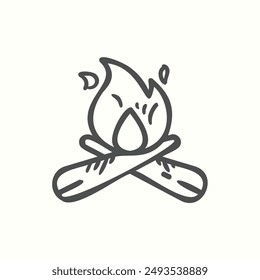 campfire icon, isolated handdrawn icon theme travel