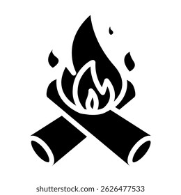 Campfire icon. Campfire icon isolated on white background. Fire flames icon vector