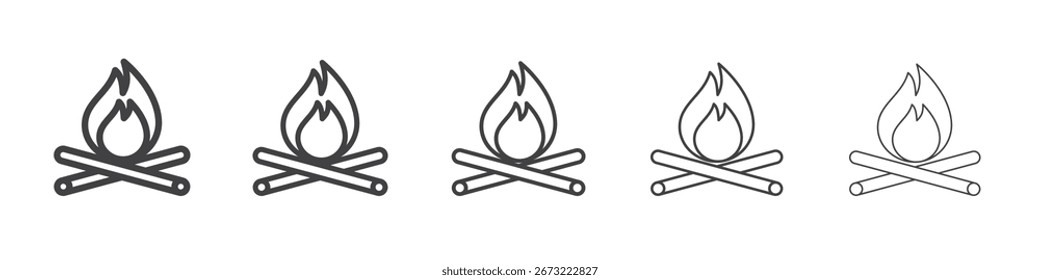 Ícone Campfire Símbolo de ilustração gráfica de linha