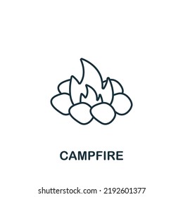 Campfire Icon. Line Simple Line Outdoor Recreation Icon For Templates, Web Design And Infographics