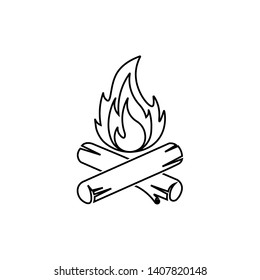 Campfire Icon. Line Style. Vector.	