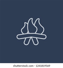 Campfire icon. Campfire linear design concept from Camping collection. Simple element vector illustration on dark blue background.