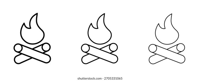 Campfire icon linear style sign for mobile concept and web design.