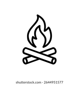 Campfire Icon, Minimalist Bonfire Illustration, Outdoor Fire Symbol