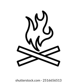 campfire icon. Outline style design isolated on white background