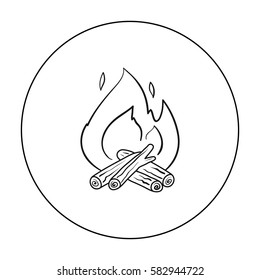 Campfire Icon In Outline Style Isolated On White Background. Fishing Symbol Stock Vector Illustration.