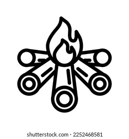 Icono de fuego en el estilo de contorno | Icono vectorial de invierno | Icono de fuego | Icono de madera | Leña
