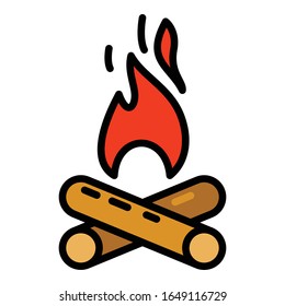 Campfire icon. Outline campfire vector icon for web design isolated on white background