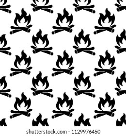 Campfire Icon Seamless Pattern, Camp Fire Vector Art Illustration