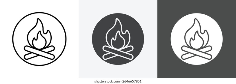 Ícone Campfire definir arte vetorial