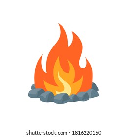 Campfire icon. Simple vector illustration in flat style isolated on a white background. Fireplace concept.