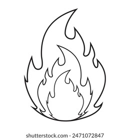 Campfire icon, symbol with stroke line. Fire icon, silhouette. Bonfire vector, icon, logo design on white background. Vector illustration of bonfire, campfire. Vector illustration.