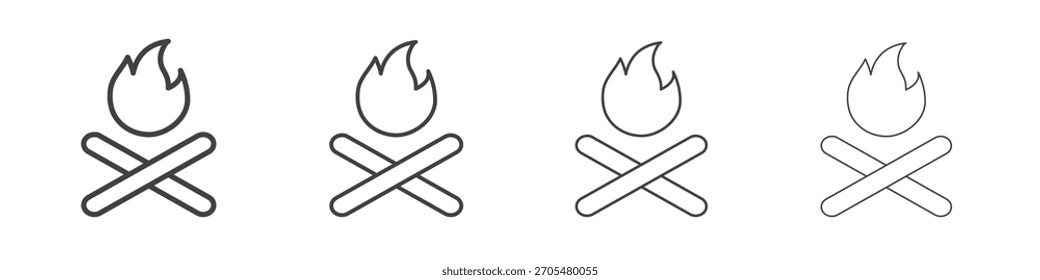 Campfire Symbol, Vektorgrafik, Illustration Logo Vorlage in trendigen dünnen Linie editierbare Striche Stil.