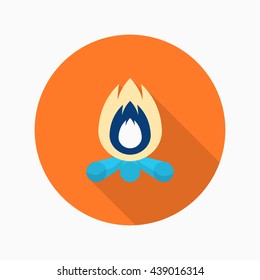 Campfire icon, Vector flat long shadow design. EPS10